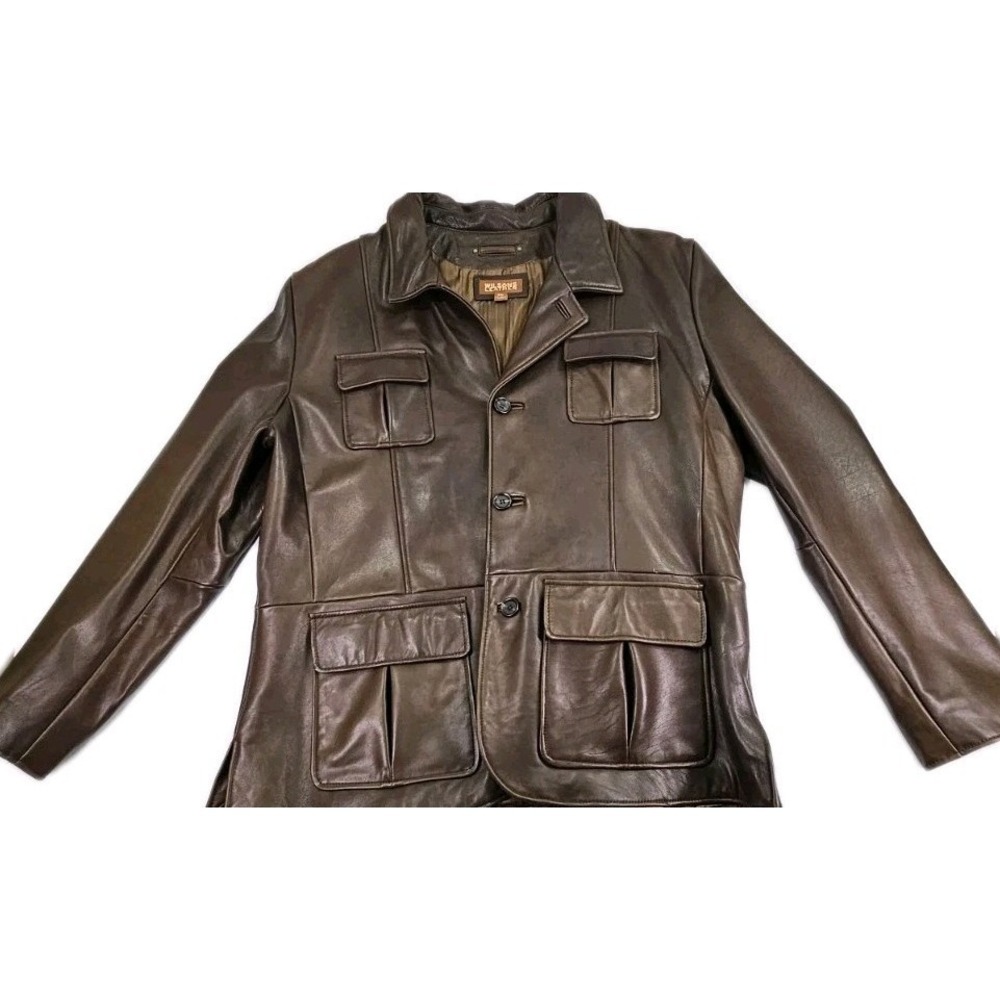 VTG Wilsons Leather Dark Brown Mens XL Field Jacket Sport‎ Coat Lined Pockets